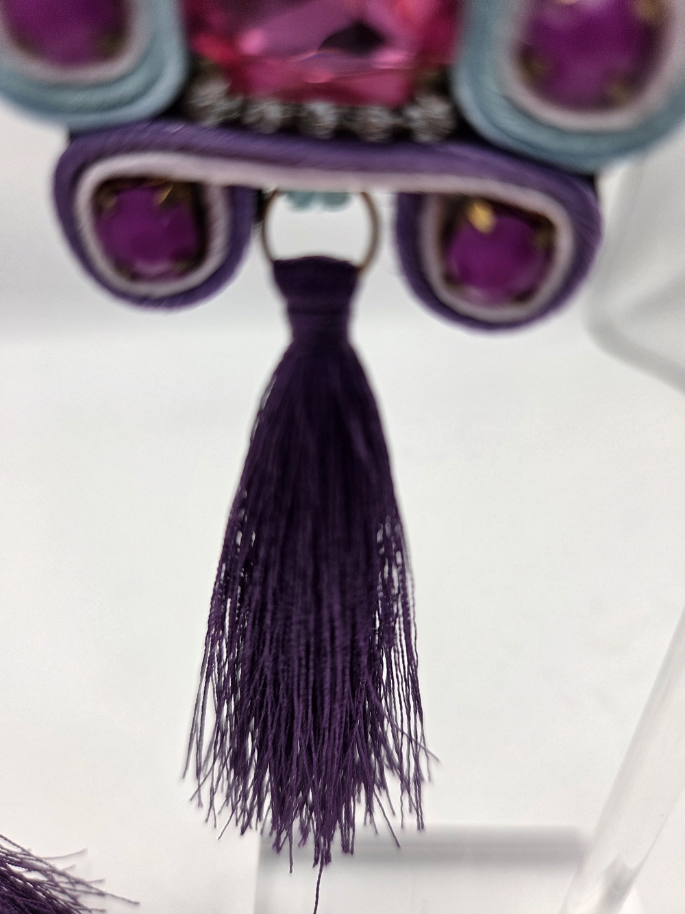 Anna Sous Soutache Crystal Tassel Earrings Purple - Picture 5 of 9